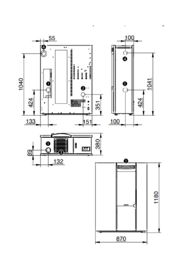 Stufa a pellet Cs Thermos THEMA 10 9,8kw - Colore Nero Opaco - immagine 2